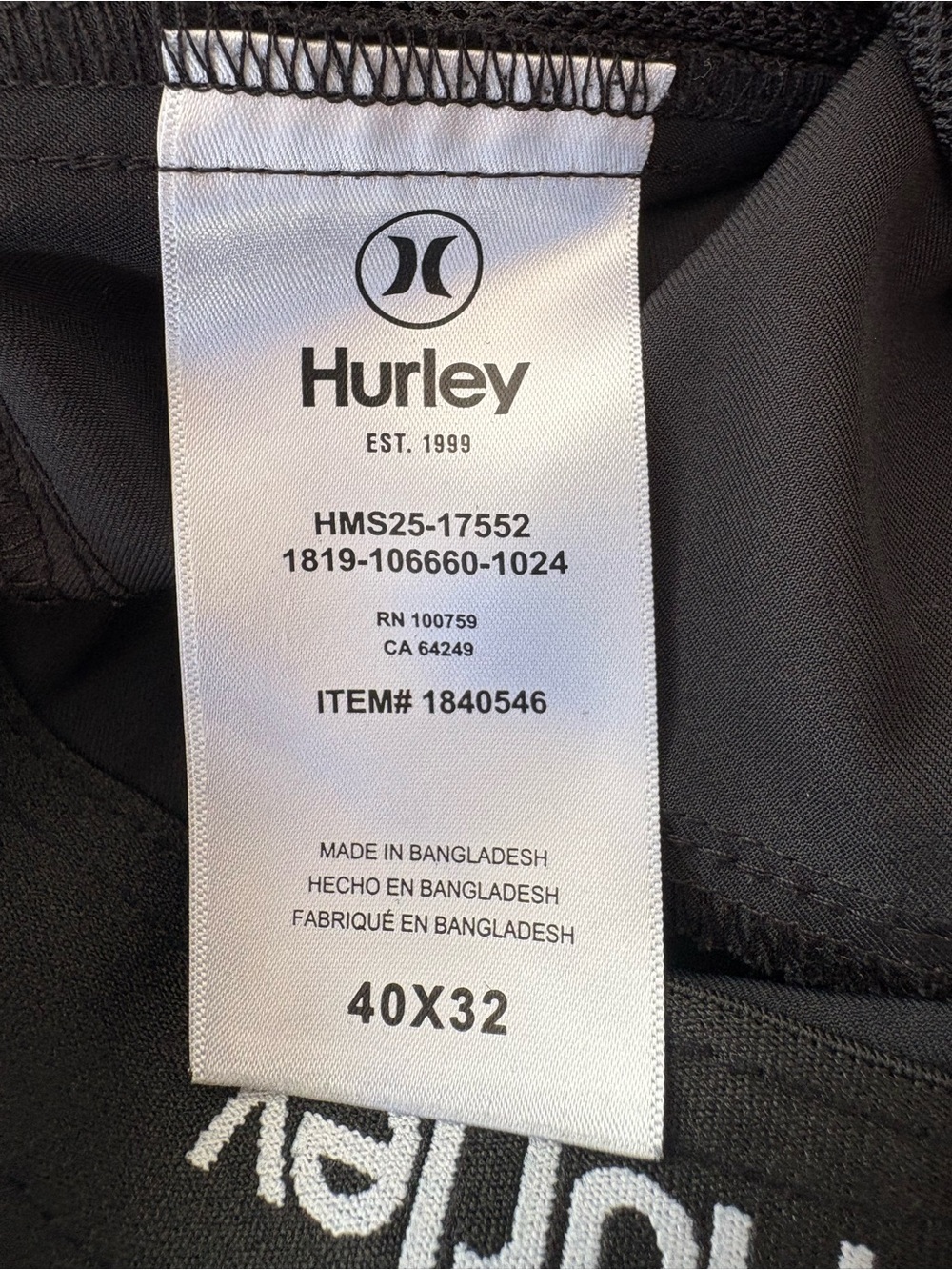 Hurley mens black hybrid performance stretch pants 40x32 - Picture 10 of 10